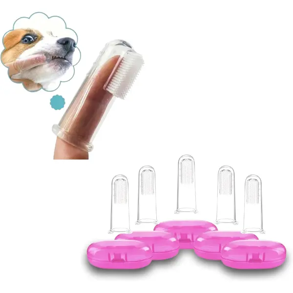 Dogs Cats Finger Toothbrushes with Box 2.2inch Gentle Soft Silicone, Reusable, Easy Clean, Food-Grade for Dogs & Cats, Pet Oral Care, Soft Bristles