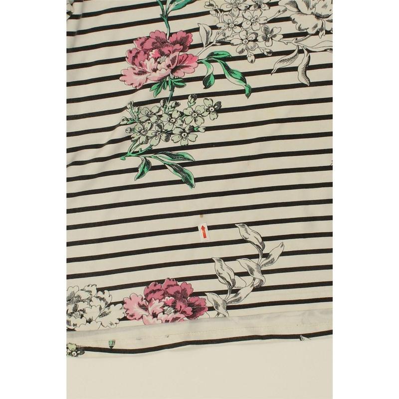 Pre-Owned Vintage JULES Womens Graphic Top 3/4 Sleeve UK 16 Large  White Floral Cotton 3