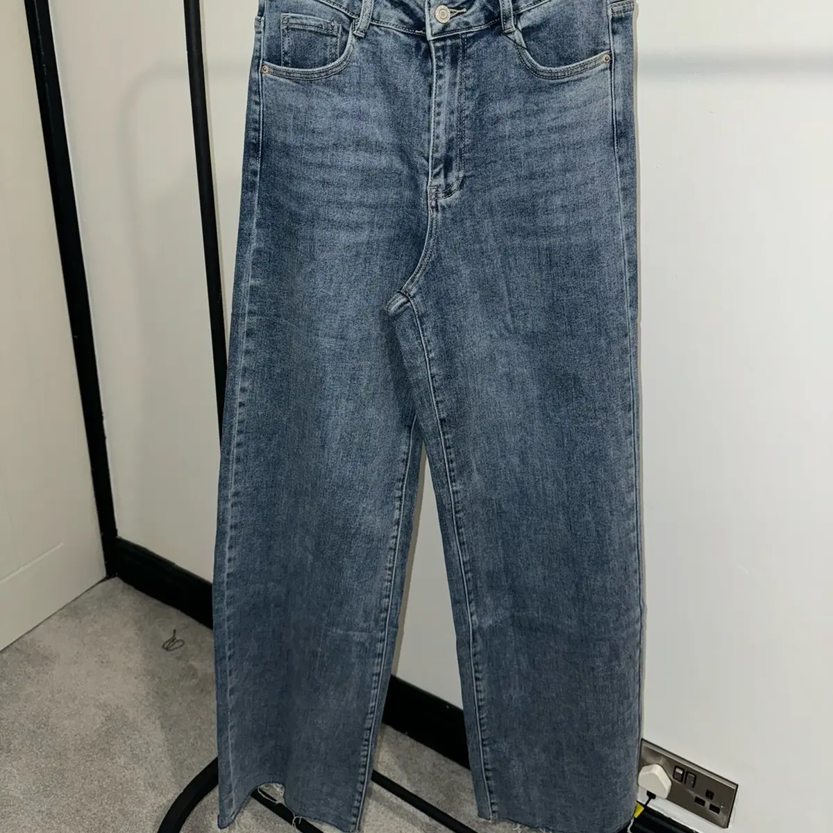 Blue Straight Full Leg Stretch Jeans