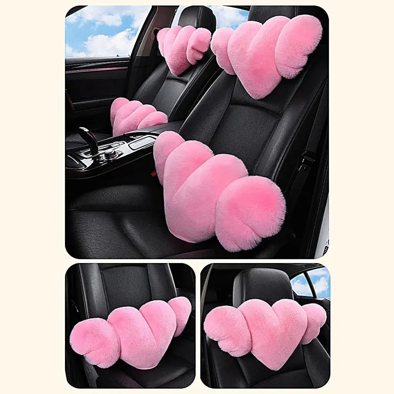 Heart Shaped Car Headrest | 2X Heart Shaped Car Headrest Pillow With Wings,Cozy Adorable Car Neck Headrest Pillow For Car Decoration 4
