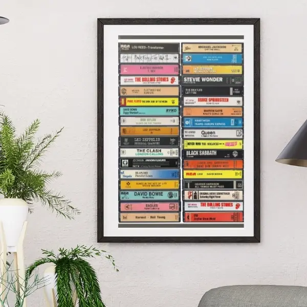 Retro Music Poster, Cassette Stack, Vintage Wall Art Print, Music Room Decor, Musician Gift, Home Office Decor, music wall art, from the, 70s 80s 90s 00s A4 poster #55 4