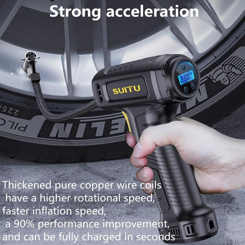 Product Introduction of 150 Psi Tire Inflator Pump With Emergency Led Light,Portableair Compressor Tire Pressure Inflator, Emergency Car Pressure Pump With Pressure Gauge,Wireless Inflator Compressor 0