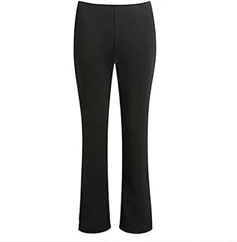 VINTAG WOMENS BOOTLEG TROUSERS LADIES STRETCH RIBBED PANTS PULL ON BOTTOMS Grey, Black, Navy and Brown Casual Comfort Fabric Fit Womenswear Elastic Formal High Waist 3