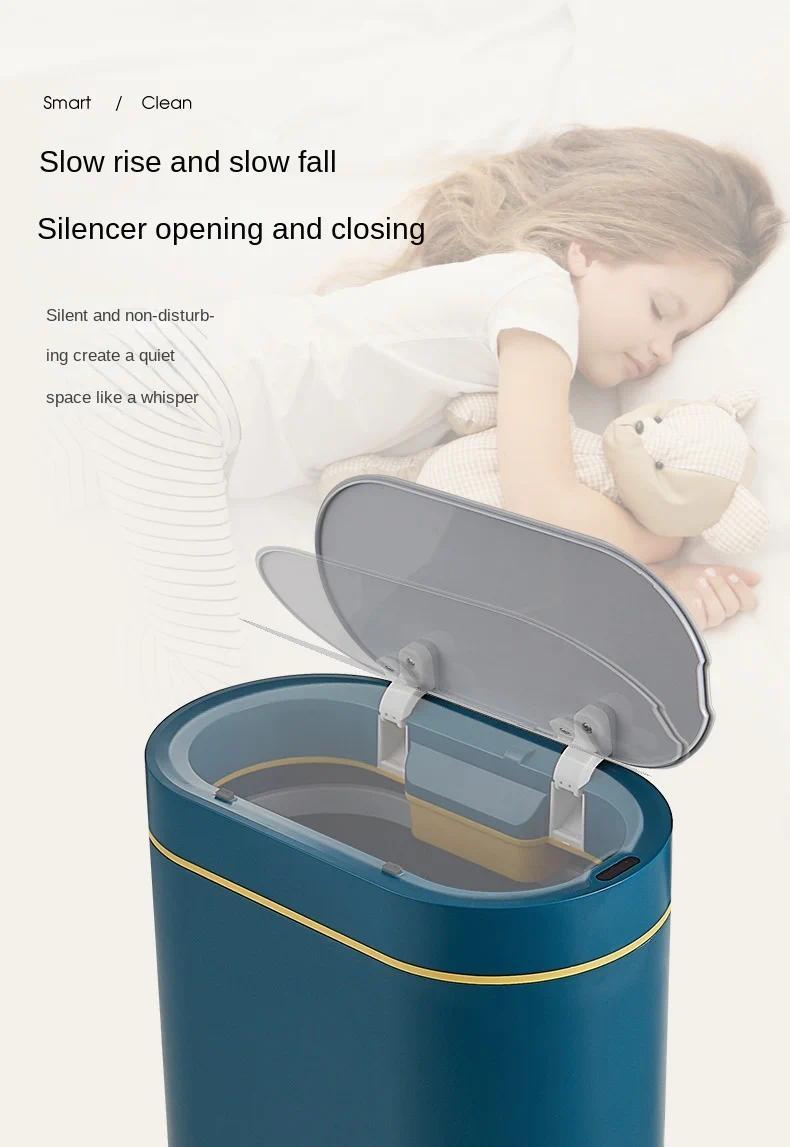Product Introduction of 7L Trash Can Smart Sensor Trash Can Automatic Household Electronic Kitchen Trash Bin Toilet Waterproof Narrow Seam Sensor Bin 36