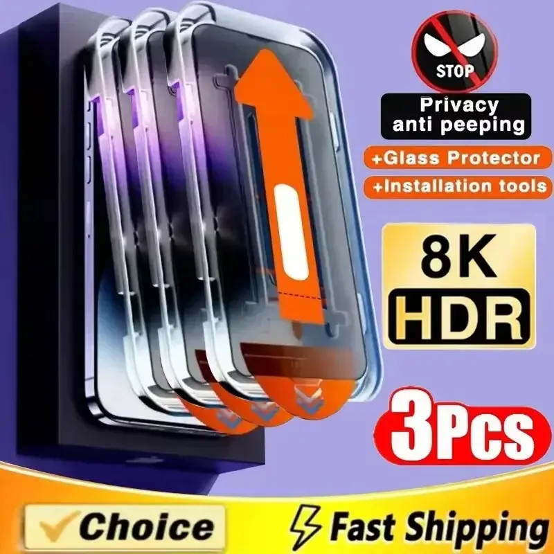 Oleophobic Coating Privacy Screen Protectors for iPhone 13 11 12 14 15 16 Pro Max XS X XR 14 15 Plus Glass - Smartphone, Cover