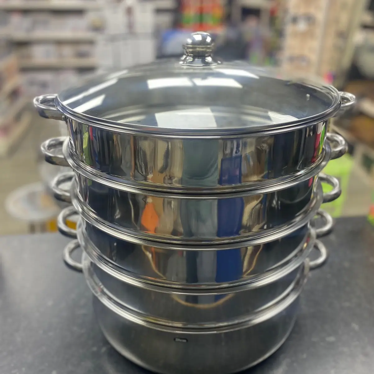 5 Layer Stainless Steel Steamer Pot. 38CM HEIGHT.