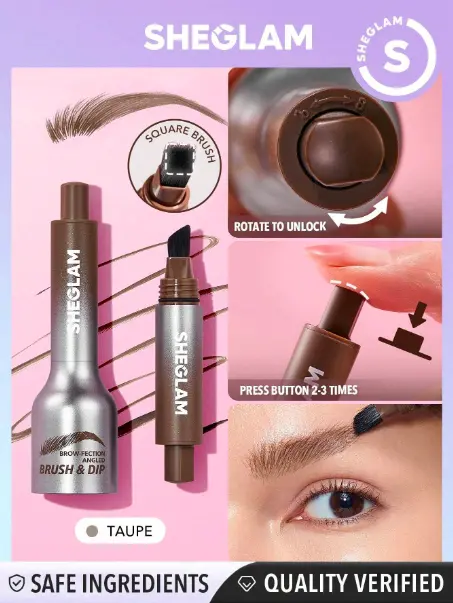 Brow-Fection Angled Brush & Dip-Espresso Hair-Like Strokes Liquid Eyebrow Gel Pen - Natural Shaping, Outlining, Filling - Long Lasting, Quick Drying Eyebrow Makeup - Eyeliner Lipliner Cosmetic sheglam eyebrow sheglam brow 7
