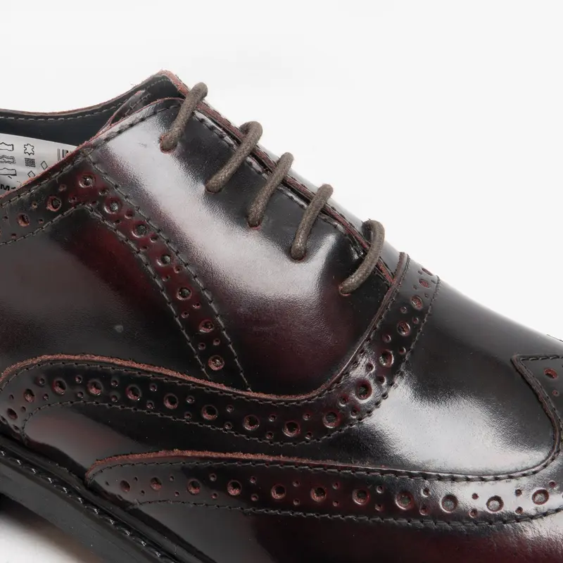 Roamers SILAS Mens Leather Brogue Lace Up Oxford Shoes Oxblood Hi-Shine Formal 2