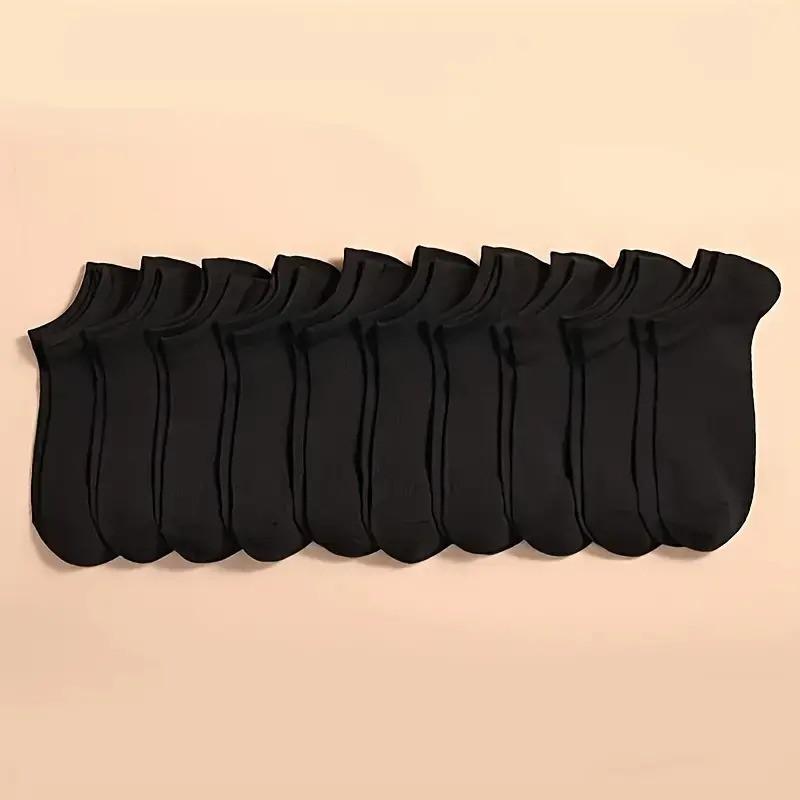 Women's 10 Pairs Plain Ankle Socks, Low Cut Breathable Comfortable Socks For Women, Casual Minimalist Plain Ankle socks, Womenswear  Comfy, Everyday, Simple, School 5