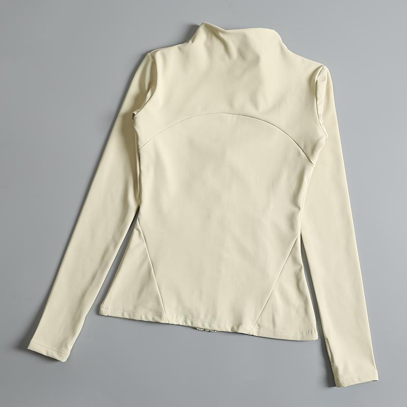 Product Introduction of New yoga wear ladies coat round high elastic loose exercise yoga fitness long sleeve stand-up collar  yoga tops 11