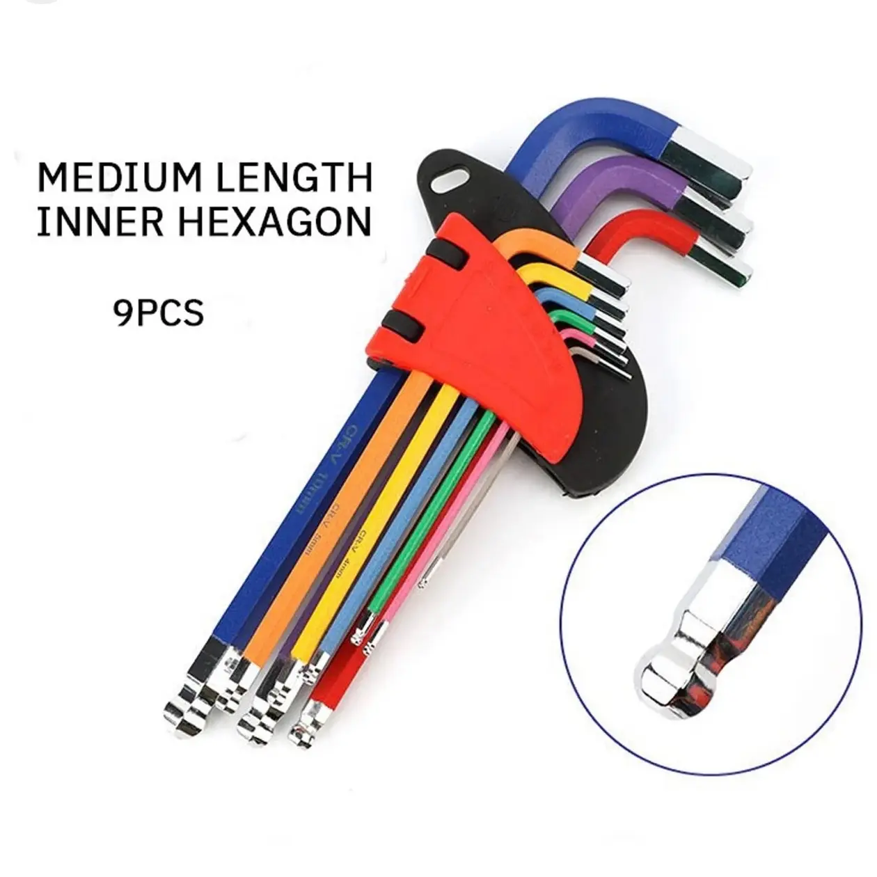 9Pcs Allen Key Set,Metric Long Ball End Hex Key Set with Colour Coding,Sizes 1.5mm-10mm, Allen Wrench Set for Furniture Assembly Bike Motorcycle Repair Household DIY