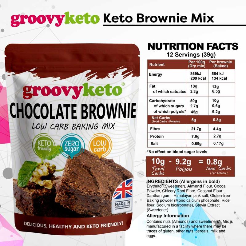 Groovy Keto Chocolate Brownie Mix | Low Carb | Keto Friendly | Sugar Free | Only 0.8g Net Carbs Per Brownie | Keto Baking Mix, Diabetic Friendly - 240g Pouch… Bake chocolate mix 5