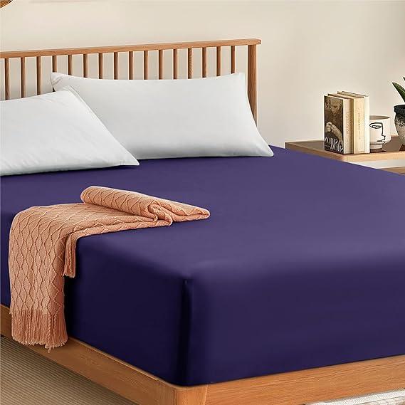 30cm Deep Fitted Sheets All Sizes- 100% Egyptian Cotton 300TC- Hypoallergenic, Wrinkle, Deep Pocket & All Around Elastic Fitted Sheet 2