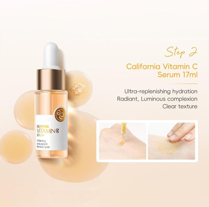 4pcs Vitamin C Skincare Set, Skin Care for Teenage Girls Gift Set, Facial Skin Care Sets & Kits with Cleanser, Face Cream, Face Serum,Eye Cream for Anti-Aging, Brightening 3