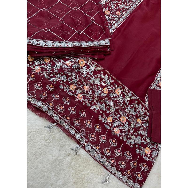 SLM610 Reha - Readymade Maroon Chiffon Outfit 5