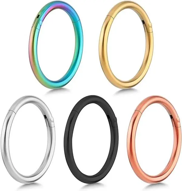 Surgical Steel Nose Ring Septum Clicker Hinge Segment Face Hoop Ear Lip Piercing conch  clicker