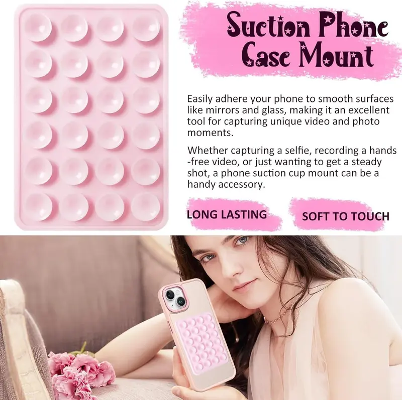 Silicone Suction Phone Case Mount 3 Pack - Strong Grip Holder for Selfies and Videos - Smartphone, Stand Pad Stick 1