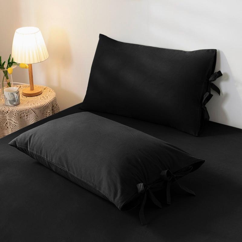 Luxury 3 Piece Duvet Quilt Cover Set Plain Bow Knotted Duvet Covers with Pillowcases Button Closure Breathable Microfiber Dyed Duvet Covers Sets 2