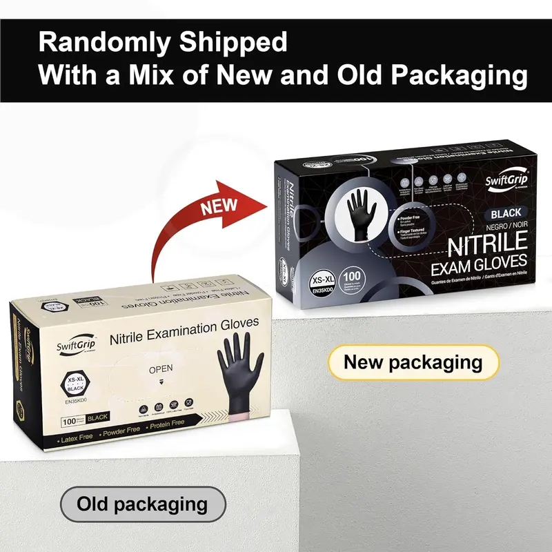 Black Nitrile Disposable Gloves, Medical Grade Rubber Gloves Latex Free & Powder Free for Cooking, Tattoo, Examination, Cleaning, Hair Dyeing, Salon (Box of 100, Large) 2