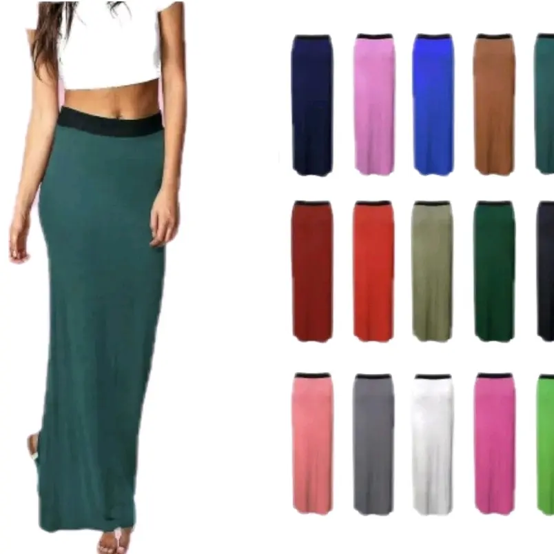 STY WOMENS PLAIN GYPSY LONG JERSEY LADIES MAXI SKIRT SIZE UK 8-26 Womenswear Comfortable Elegant