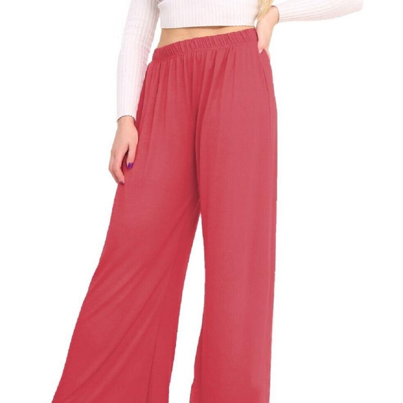 Women's Ladies Plain Wide Leg Flared Palazzo Pants Plus Size Womenswear Bottom Legging Trouser 5