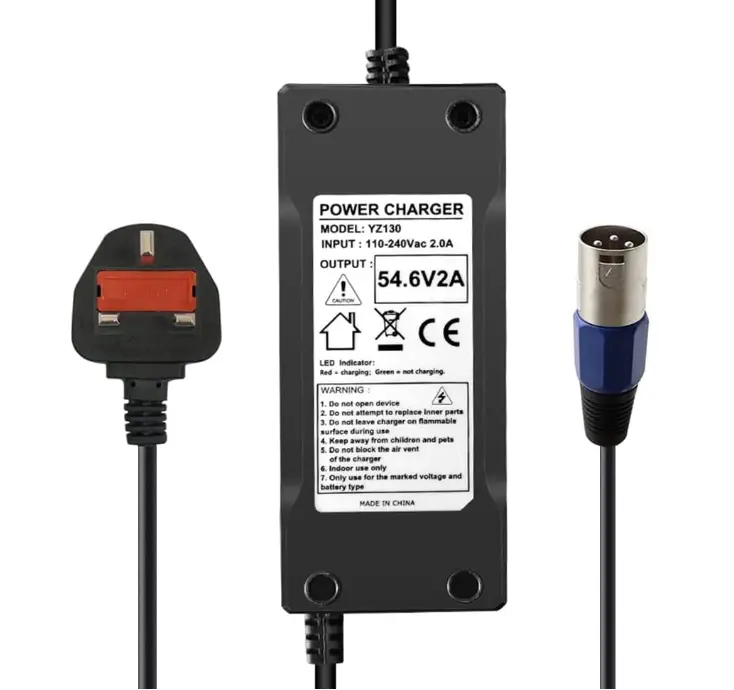 54.6V 2A Power Adapter for 48V 13S Lithium Battery Charger with 3-Pin XLR Connector