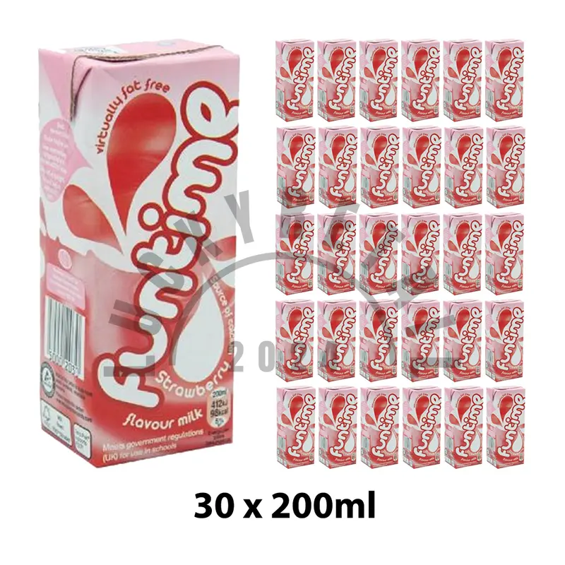 Fun Time Strawberry Skimmed Milk Drinks 30 x 200ml Cartons with Straw | Low-Fat Beverage Rich in Calcium 1
