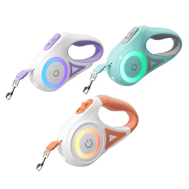 Retractable Led Dog Leash with Led Light and Non-slip Handle, Summer 16 Ft Adjustable Tractor Rope for Night Walks, Dog & Cat Accessories for Large Medium Dogs, Dog Refresher Collar Accessories 1