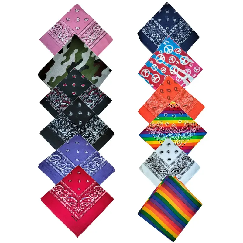 Bandana Paisley Print neck head scarf 100% Cotton Unisex Mixed Colour Pattern 0