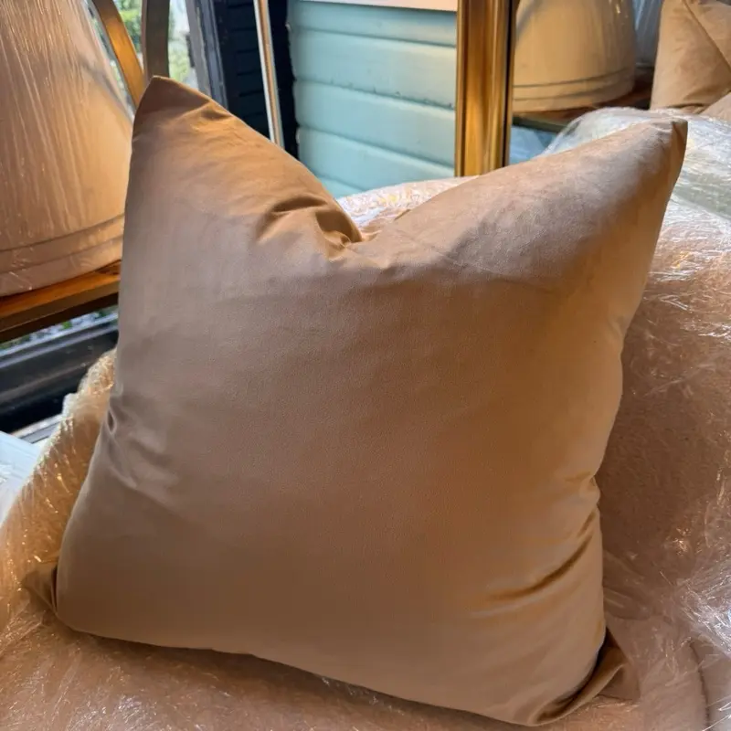 Gold velvet cushion feather filled