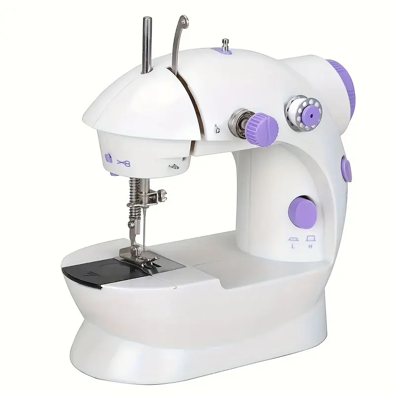 1/2pcs Portable Multifunctional Sewing Machine, Household Mini Electric Sewing Machine, Dual Line 2-speed Desktop Sewing Machine with Pedal Night Light, Suitable for Beginners, Household, Christmas Gifts, Holiday Gifts, Birthday Gifts, Violet 4