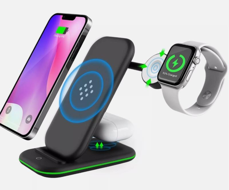 3 in 1 Fast Wireless Charging Station Dock for iPhone Airpod & Android - Smartphone & Cellphone 0