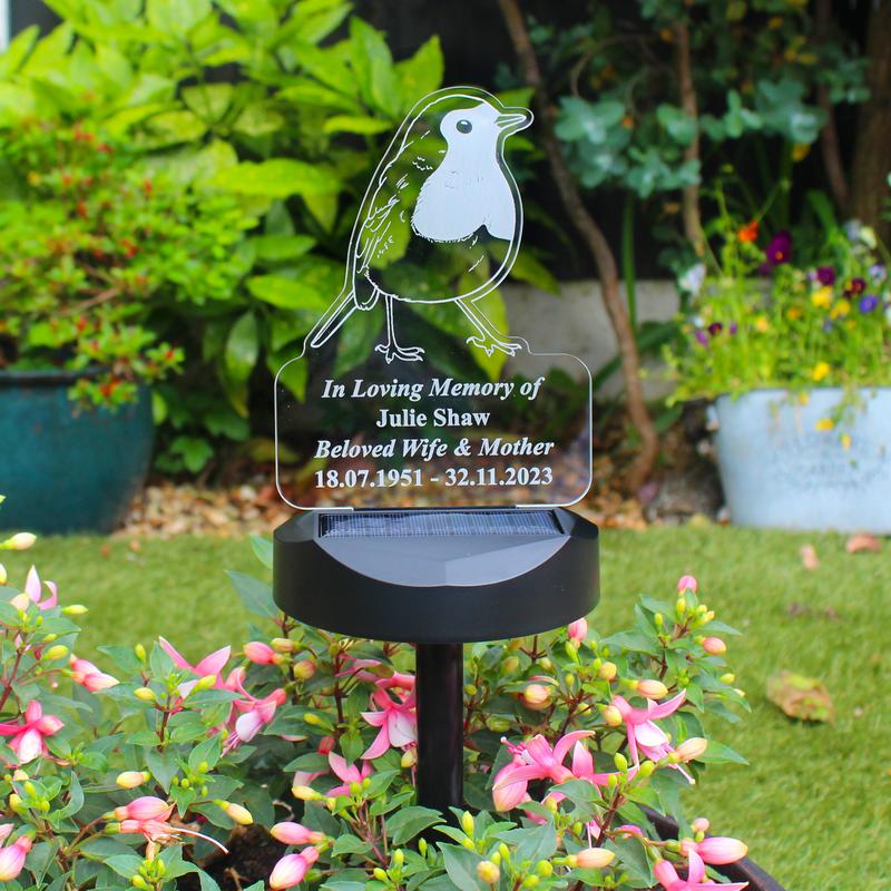 Personalised Robin Memorial Outdoor Solar Light 0