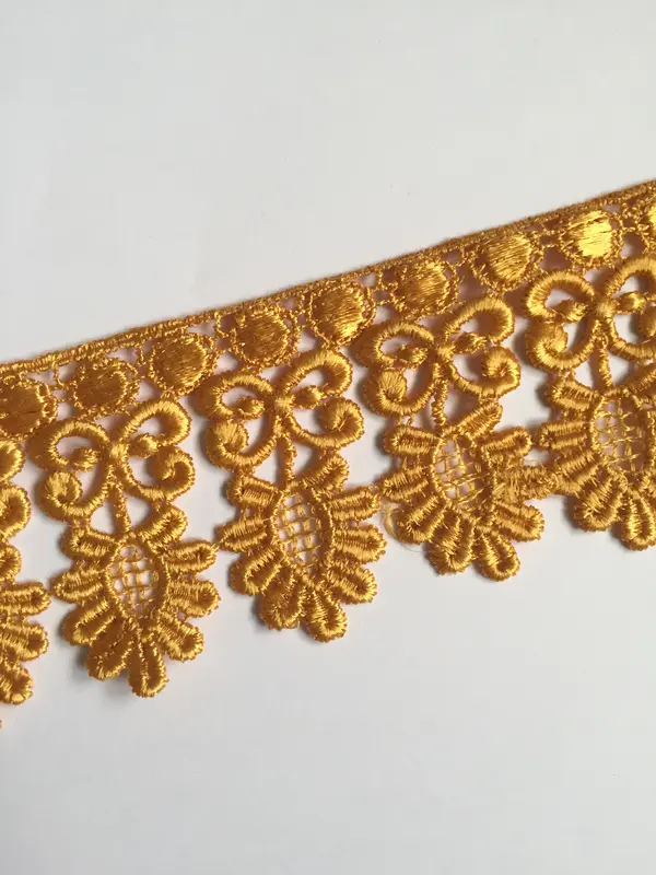 1m GOLD BROWN Lace Trims 60mm Wide Embroidered Guipure Trimmings Cardmaking Wedding Home Decor Sewing Craft Projects 0