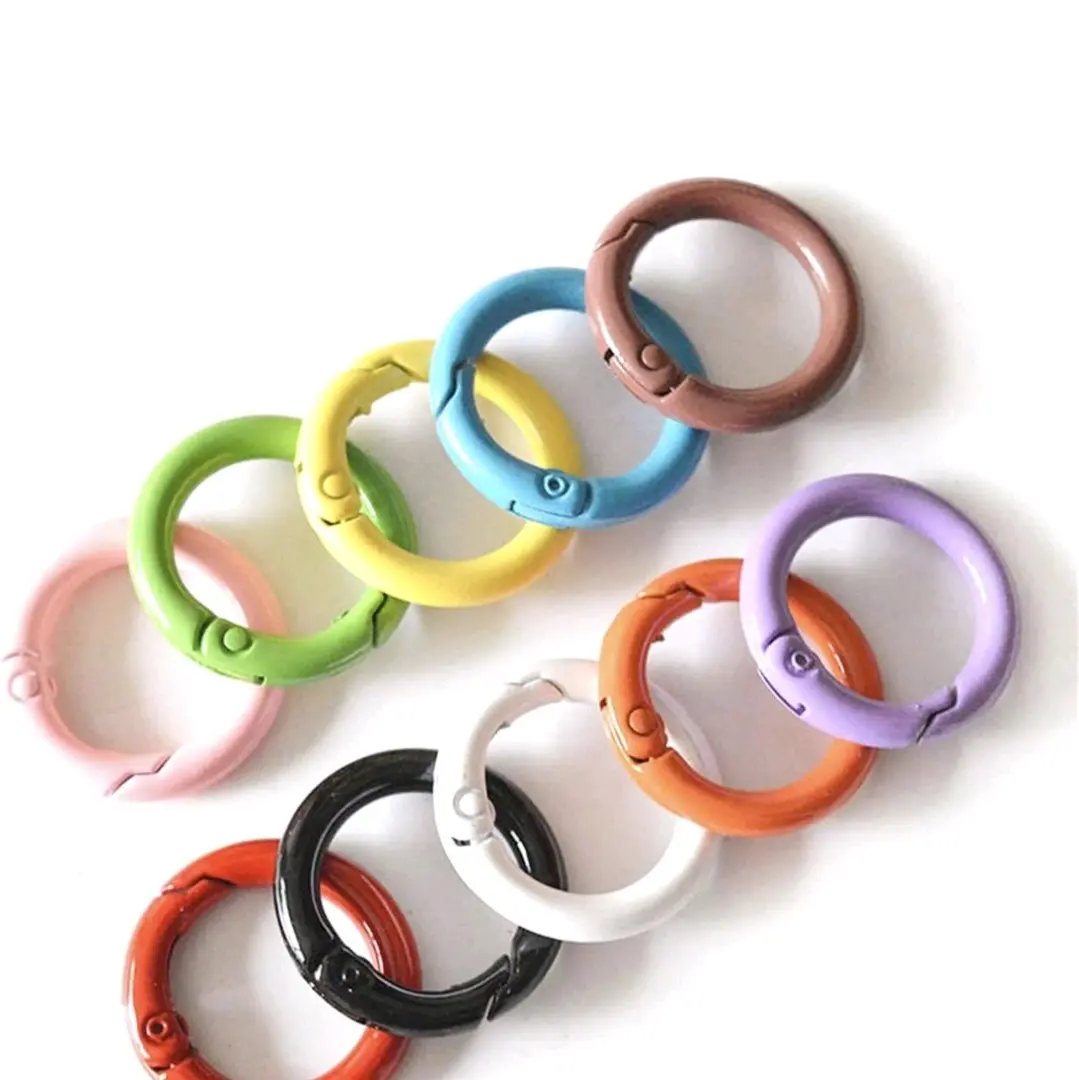 1pc of  Spring O Rings Metal Split Rings Openable Round Carabiner Keychain Clip for Bag Purse Handbag Strap Craft Jewelry Spring O Rings