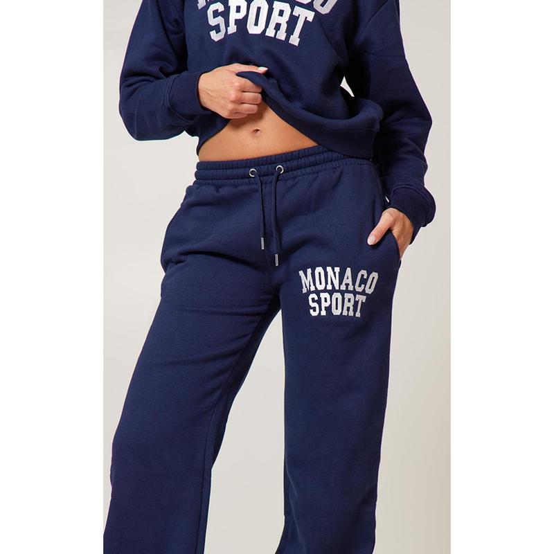 Navy Monaco Sports Embroidered Cuffed Joggers 3