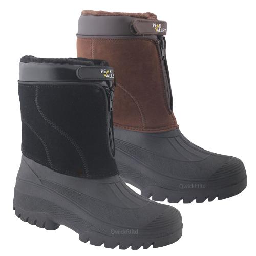 MENS SNOW BOOTS WINTER WATERPROOF MUCKER THERMAL LADIES SKI WELLINGTONS FUR WARM ZIP WOMENS GRIP SOLE STABLE HORSE RIDING DOG WALKING 1