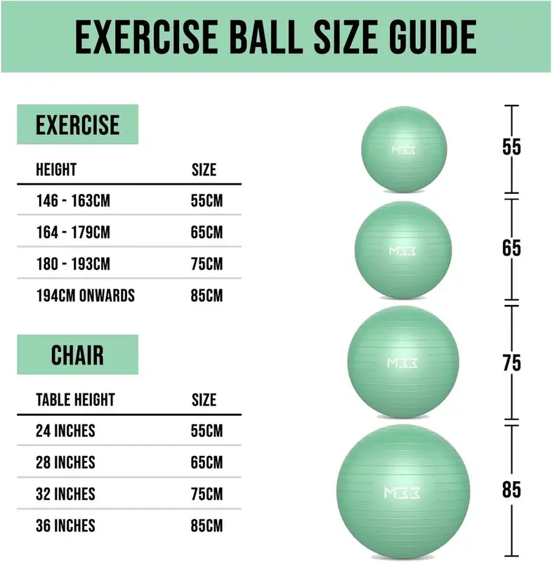 Yoga Ball Exercise Ball, Anti Slip Stability Ball Chair, Heavy Duty Large Gym Ball for Fitness, Balance, Core Workout and Physical Therapy (Green) 3