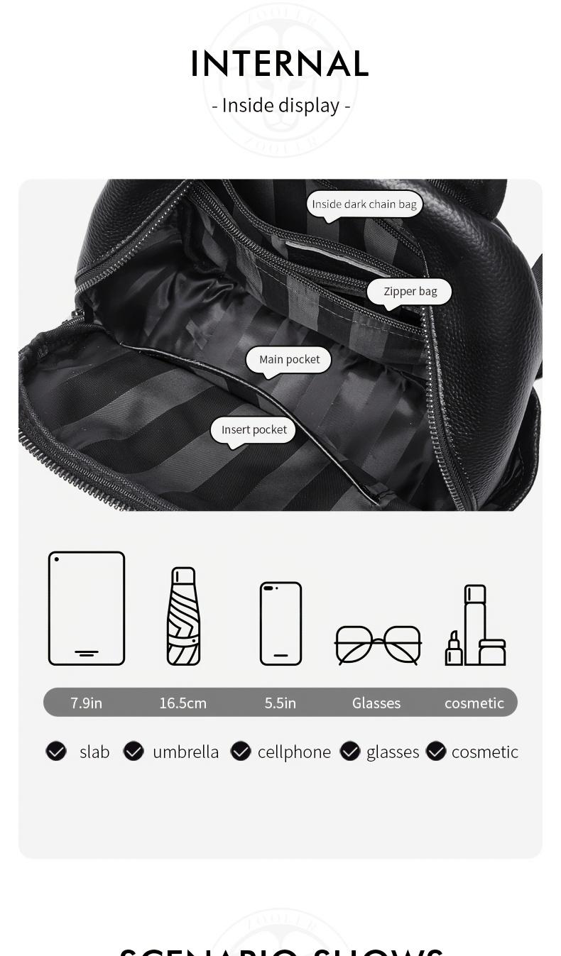 Product Introduction of This Stylish And Minimalist Large-Capacity Women'S Backpack Made of Top-Layer Cowhide Is Perfect for Commuting, Work, And Vacations. 4