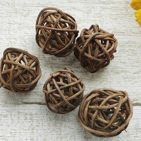15 Pieces Rattan Wicker Balls - Mix of White, Brown, and Natural Colors for Home Wedding Party Decor - Ornaments Decoration Lightweight 7