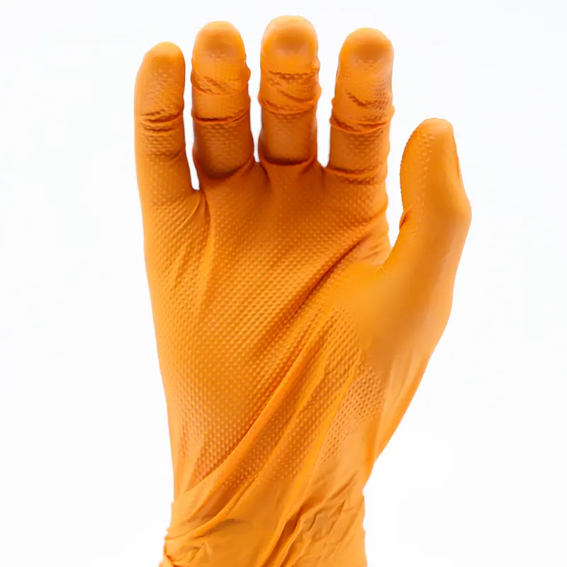 10 Boxes of Gator Gripz by Tough Glove - 10 Boxes of 50 Gloves (500 Gloves) - Super Strong 10 Mil Thick - Orange Diamond Grip -Disposable Nitrile Gloves - Latex & Powder Free 2