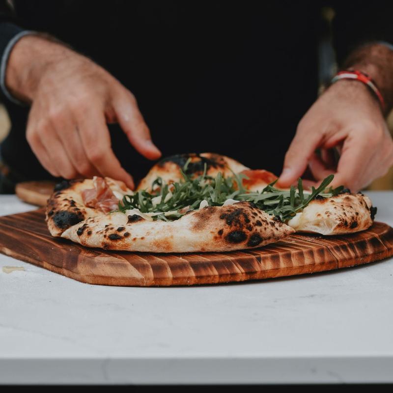 Wooden Serving Board - Premium Pine Burnt Wood Finish for Kitchen or Outdoors - Gino Pizza Ovens 1