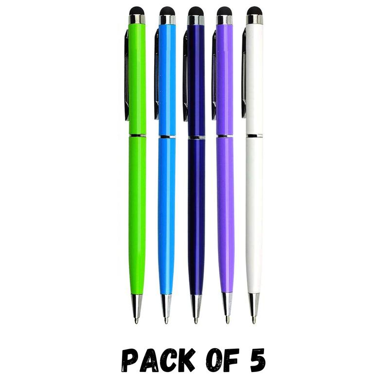 (Pack of 5, Mixed) Stylus Pens for Touch Screens Pen Stylus with Black Ballpoint Pens 2-in-1, Tablet Stylus Compatible with iPad iPhone Mobile Phone Samsung Galaxy All Capacitive TouchScreens Accessories Aluminum Writing Smartphone 0