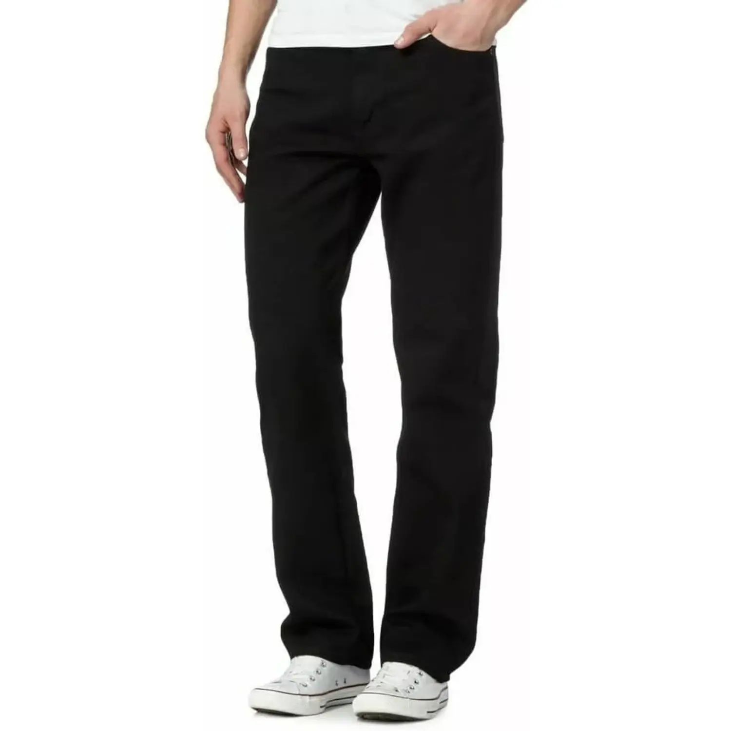 Men's Straight Leg Regular Fit Work Frame Denim Jeans Classic Plain Cotton Pants