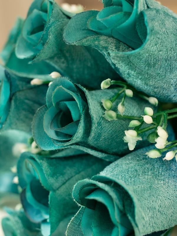 Valentine’s Day Decor Artificial Velvet Rose bud, 1 Piece 12 heads Colorful Faux Flower Bouquet, Artificial Flowers for Wedding and Home Decoration 6