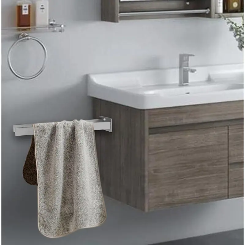 JiGiU Towel Rail Dual Towel Bars 38cm Hand Towel Holder Wall Mounted Towel Rack 304 Stainless Steel Towel Storage Double Poles Design Towel Ring for Bathroom Washroom Kitchen 7