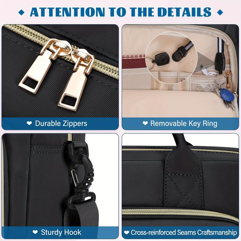 17.3 Inch TSA-Compliant Laptop Bag, Durable Polyester Fiber Briefcase for Women with Padded Compartment, Multi-Compartment Lightweight Shoulder Bag, Black 5