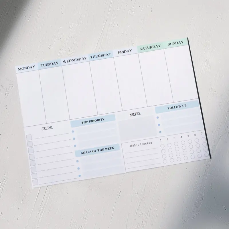 weekly To do list Notepad l A4 Tear-off weekly calendar Productivity Organizer office home + hourly schedule l desk planner l back to school l checklist l notepads task & goal planning l portable l plan l Desk accessories Stationary Agenda Study busy time 8