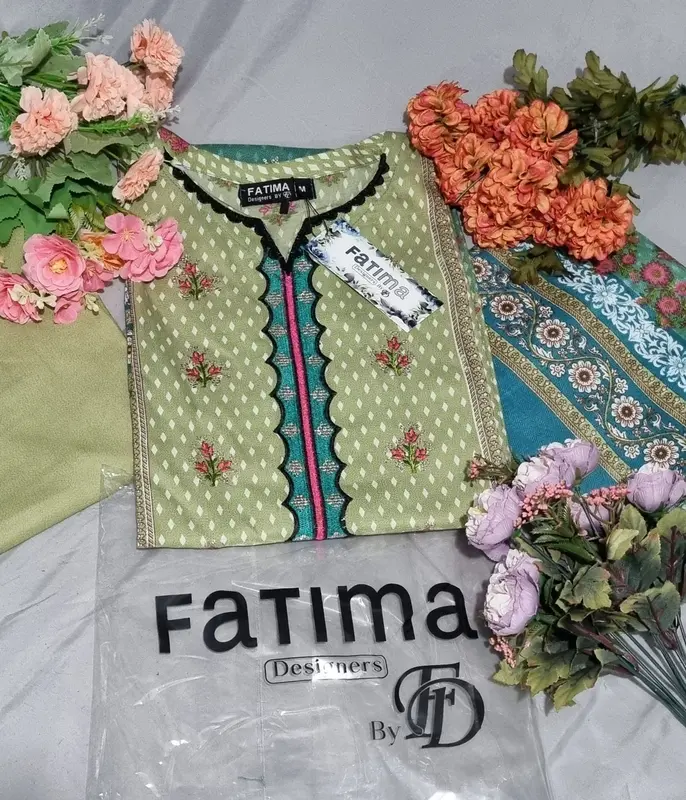 Readymade 3pc Fatima Designer Dhanak Sequence EMB With Wool Shawl 3 Piece Fancy Dhank Shirt With Wool Shawl 3 Piece Suit Embroidery Daman Bazo lace Border Matching Trouser Embroidered Long Sleeve Ethnic Shirt Matching wool Shawl Comfort Womenswear 2