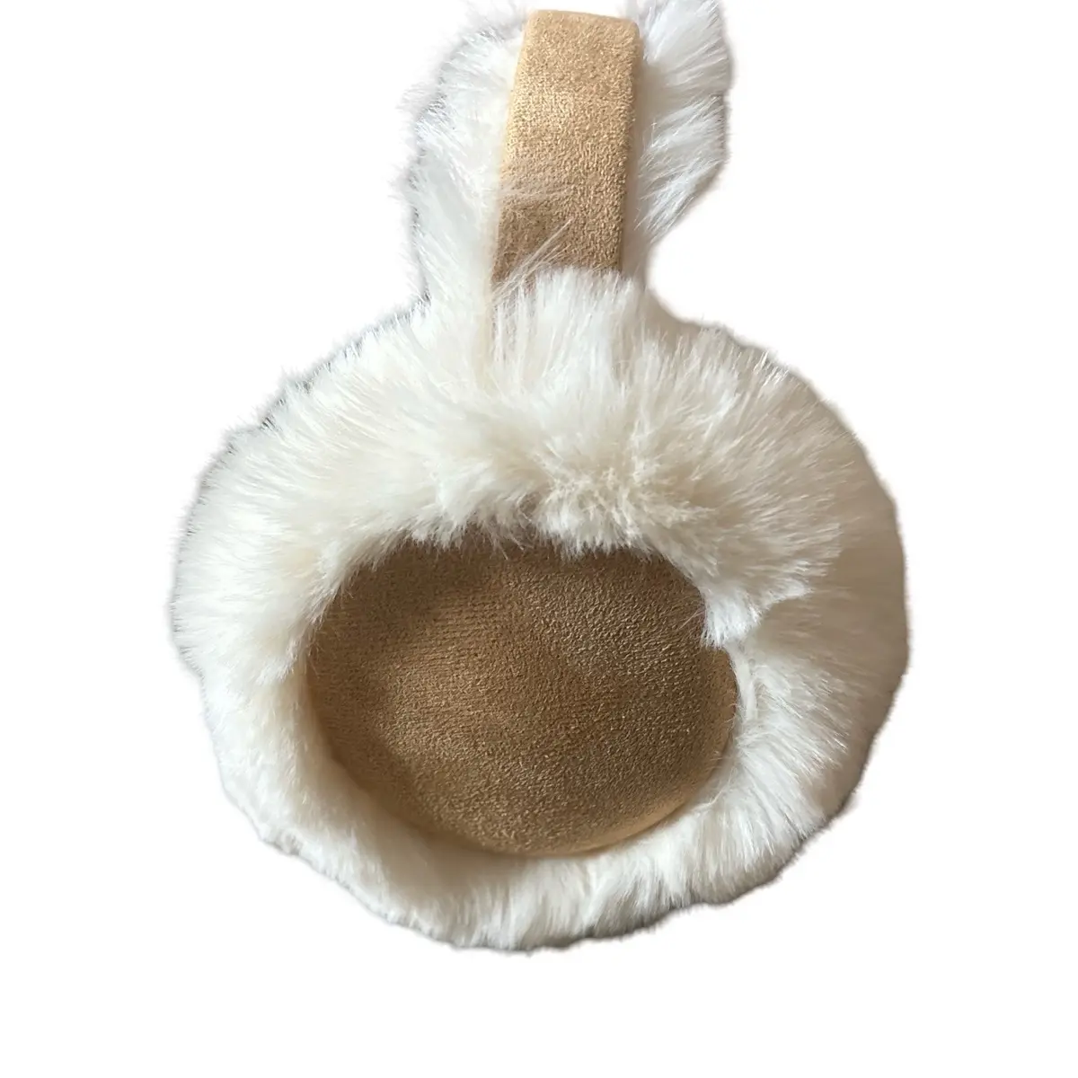 Tan Cream Fluffy Earmuffs for Women - Fashion Accessory